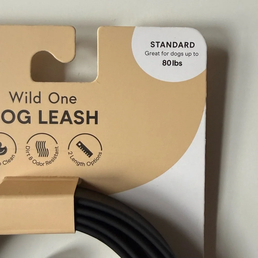 Wild One Waterproof Dog Leash (Standard Size) & Poop Bag Carrier Set - Black